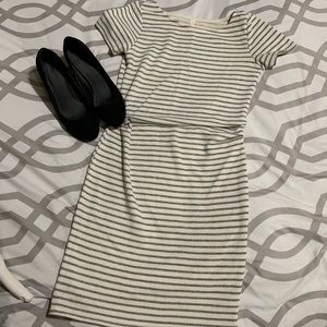 Pink Blush Striped Maternity Dress